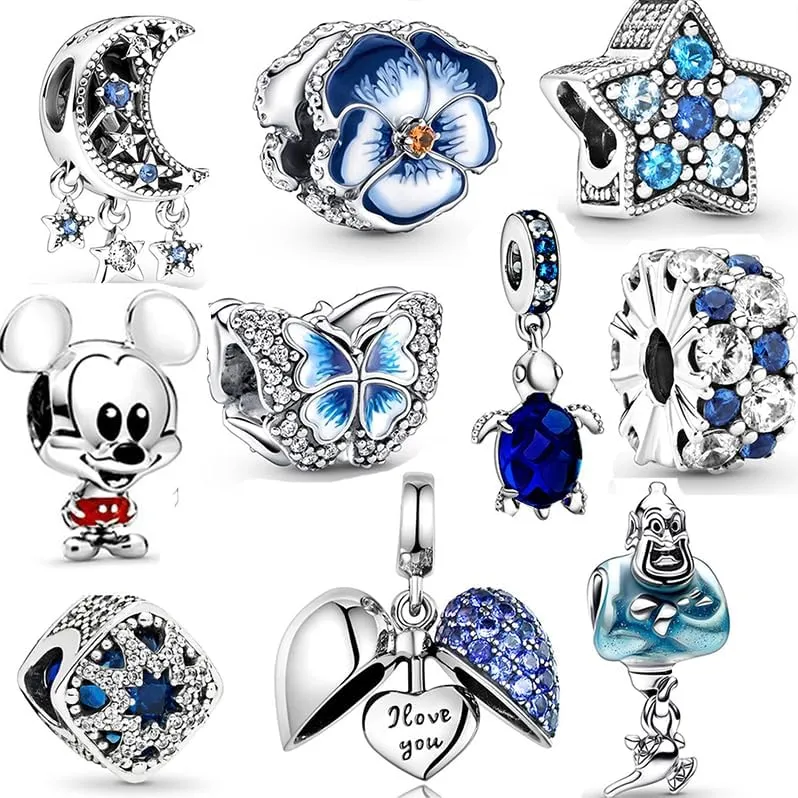 10 Pack Silver Bead Charms for Bracelets and Necklaces Charm for Woman Dangle Pendant Beads Set