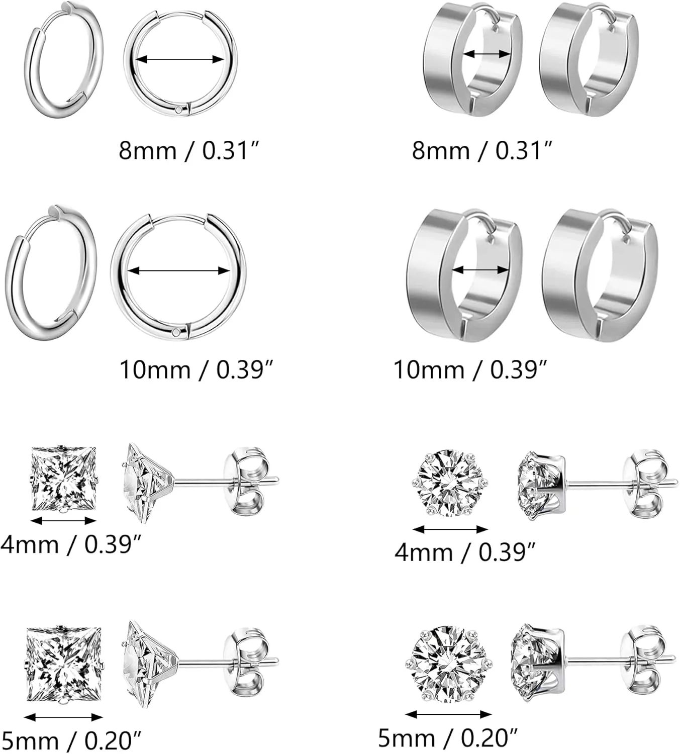 10 Pairs Earring Sets for Multiple Piercing 14K Gold Plated Studs Earrings and Hoops Set Hypoallergenic Small Hoop CZ Stud Earing for Women Men