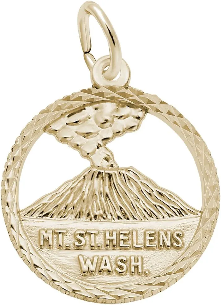 10k Yellow Gold Mt. St Helens Charm, Charms for Bracelets and Necklaces
