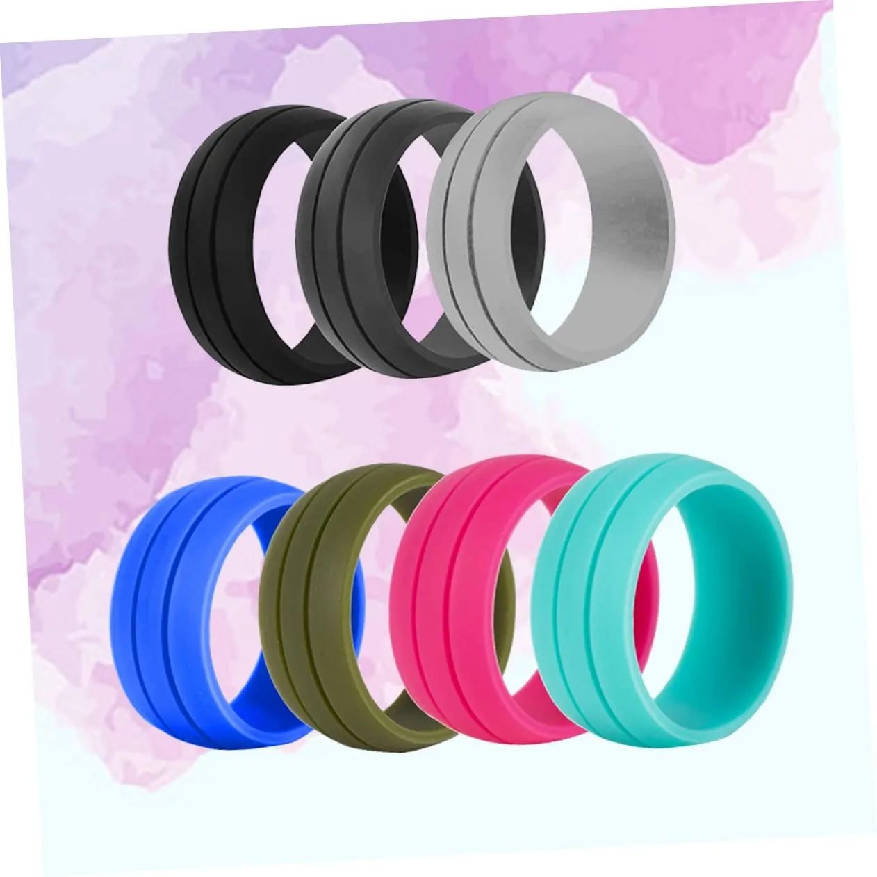 14 Pcs Men's Silicone Rings Silicone Wedding Band Silicone Womens Wedding Band Women Wedding Ring