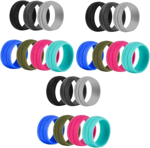14 Pcs Men's Silicone Rings Silicone Wedding Band Silicone Womens Wedding Band Women Wedding Ring