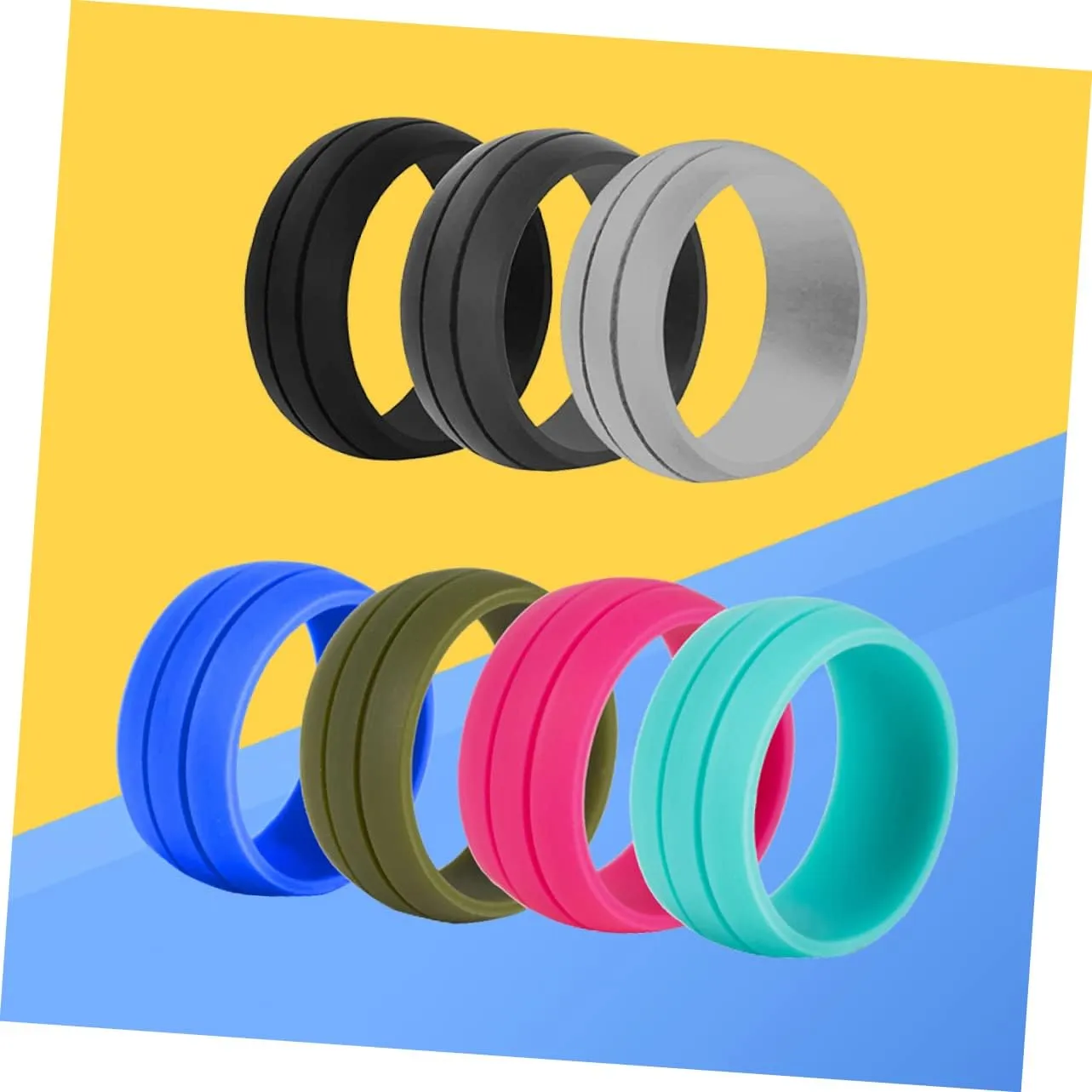 14 Pcs Men's Silicone Rings Silicone Wedding Band Silicone Womens Wedding Band Women Wedding Ring