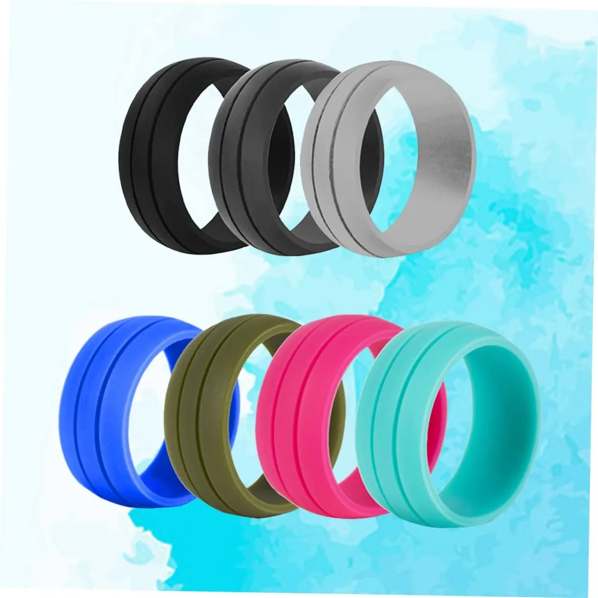 14 Pcs Men's Silicone Rings Silicone Wedding Band Silicone Womens Wedding Band Women Wedding Ring
