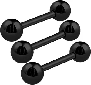 14g 14 gauge 1.6mm 1/2 12mm long anodized steel tongue bars ear nipple barbell ring balls 3Pcs