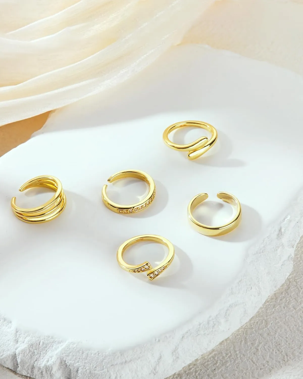 14k Gold Filled Toe Rings for Women Non Tarnish Adjustable Silver Toe Ring Simple Hug CZ Triple Open Band Ring Summer Beach Toe Jewelry for Women Sexy