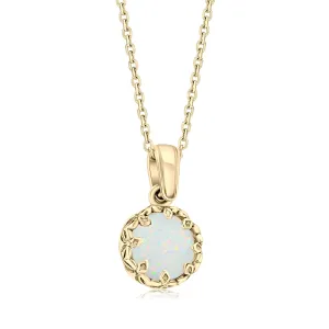 14K Gold Plated White Opal Necklace for Women - Dainty Gold Necklace for Women - Gold over 925 Sterling Silver - Gold Pendant Necklaces - Gold Dainty Necklace for Women - Prom Jewelry