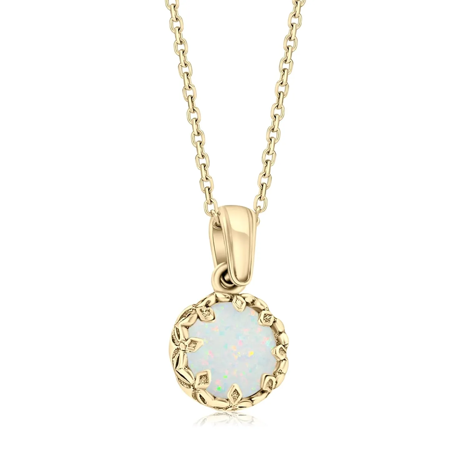 14K Gold Plated White Opal Necklace for Women - Dainty Gold Necklace for Women - Gold over 925 Sterling Silver - Gold Pendant Necklaces - Gold Dainty Necklace for Women - Prom Jewelry