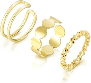 14K Gold Rings for Women,Open Non Tarnish Adjustable Stacking Knuckle Chunky Thumb Ring,Twist Cross Design,Trendy Statement Promise Wedding Bands Engagement Rings for Women Size 6-9