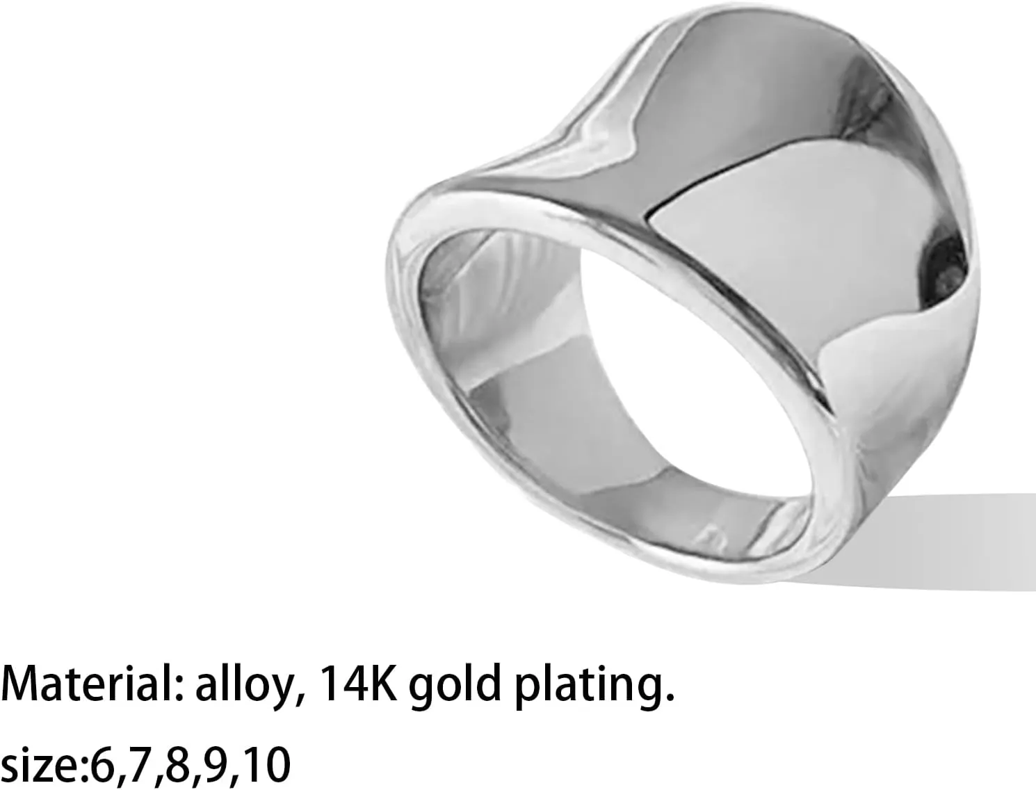 14K Gold Wide Band Rings for Women Chunky Gold Rings That Don't Tarnish Size 6-11 Statement Rings for Women Gold and Silver Rings for Women Men