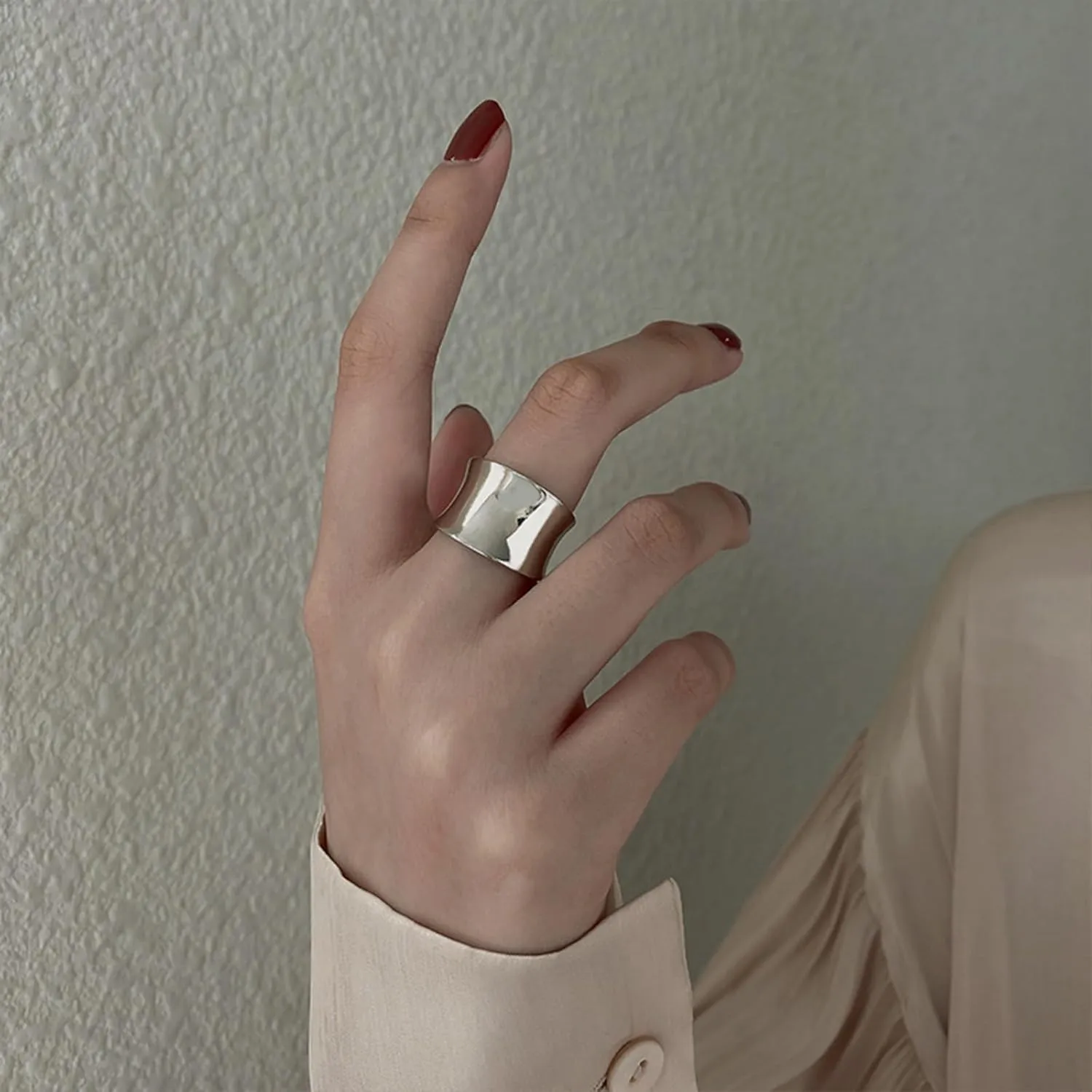 14K Gold Wide Band Rings for Women Chunky Gold Rings That Don't Tarnish Size 6-11 Statement Rings for Women Gold and Silver Rings for Women Men