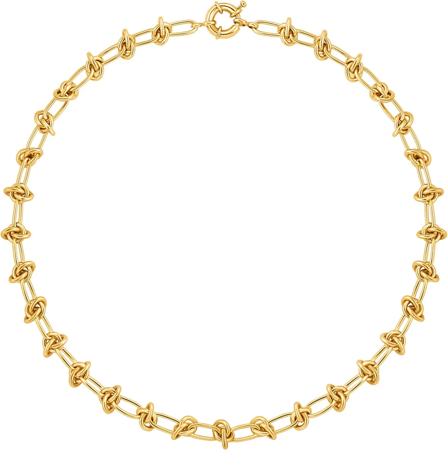18K Gold Plated Choker Necklaces for Women Fashion Snake Chain Dainty Leaf Coffee Bean Love Knot Link Chain Choker Necklace