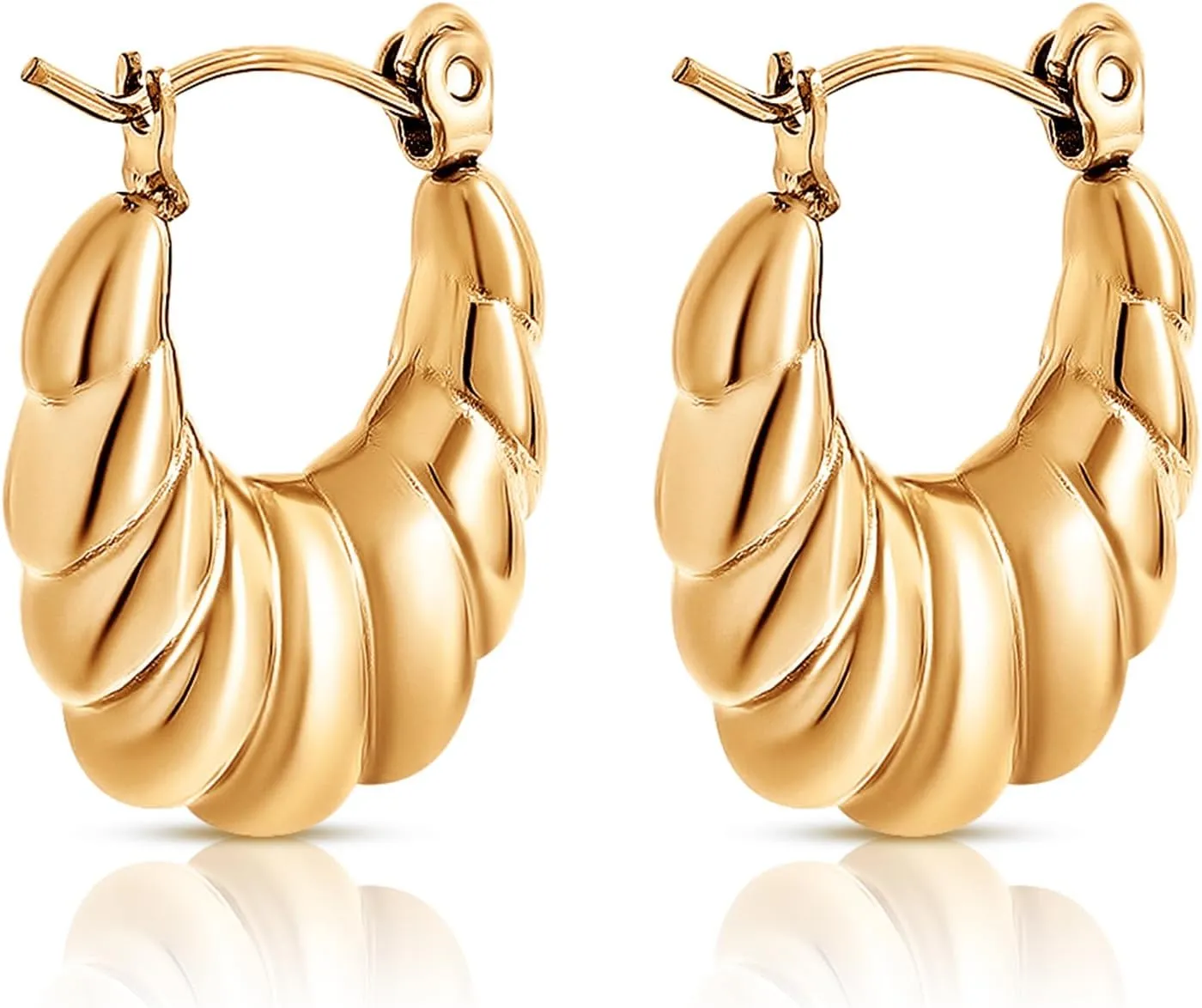 18K Gold Plated Hoop Earrings  Elegant 18k gold plated earrings for women, Trendy Twisted Design, Hypoallergenic Earrings, Ideal Valentines Day Gift