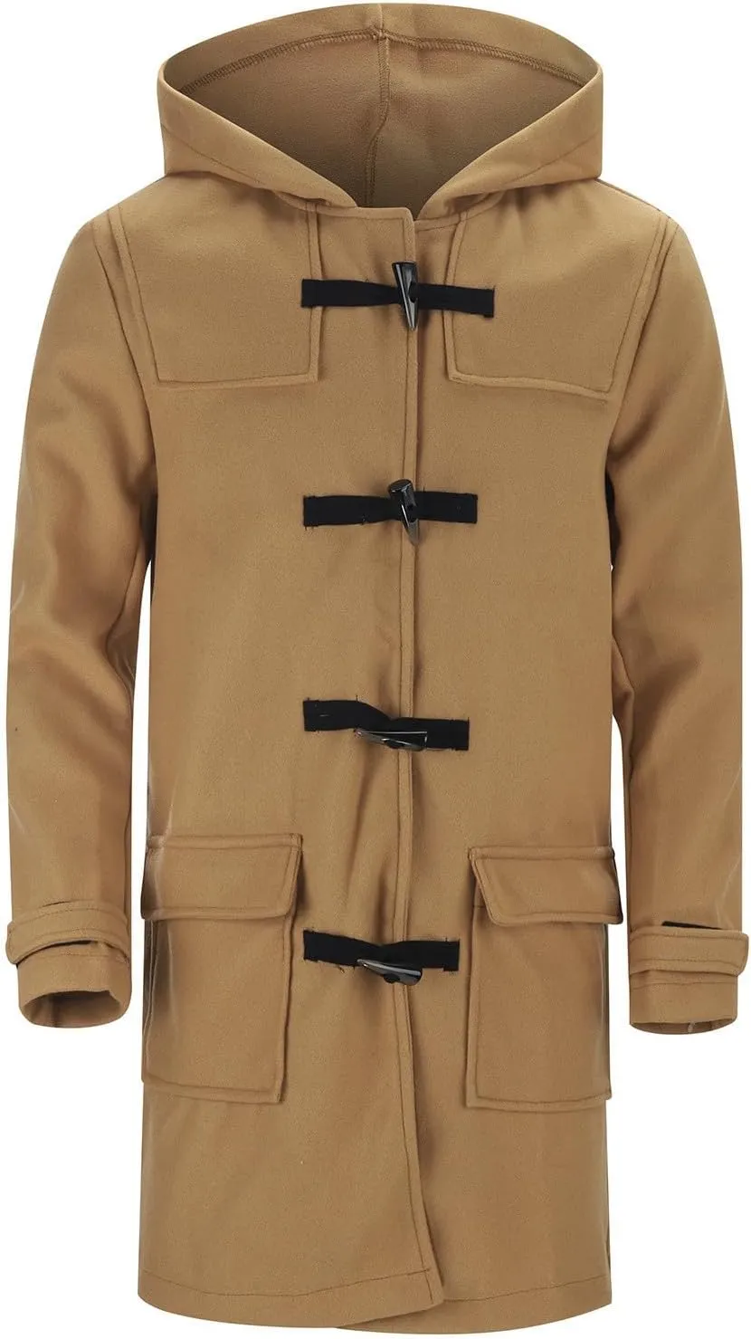 2024 New Men's Trench Coat Slim fit Double Breasted Belted Windbreaker Lapel Long Jacket Casual Windproof Overcoat
