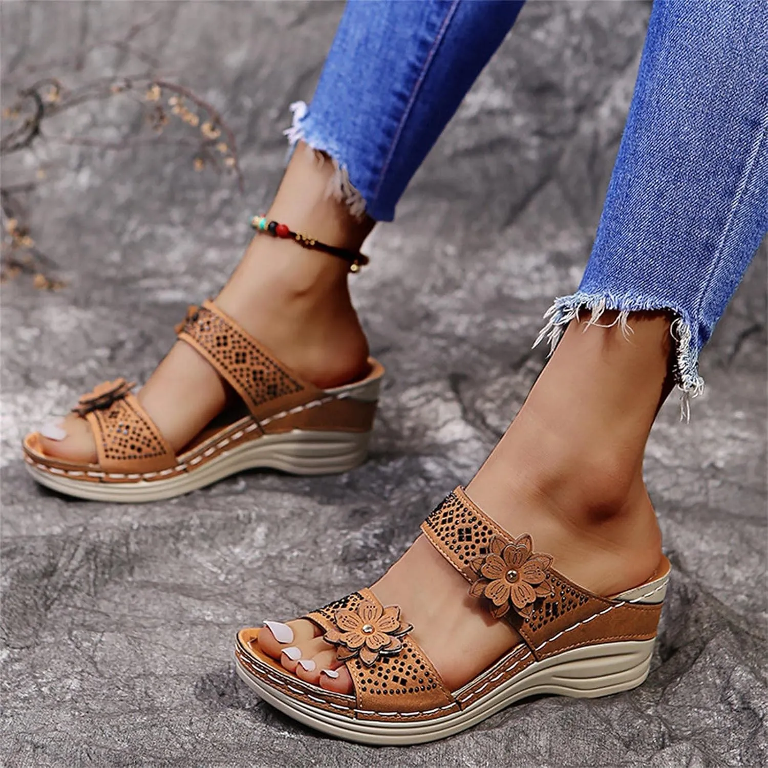2024 Womens Wedge Sandals Dressy: Comfortable Orthopedic Sandals Summer Chunky Heels Fashion Walking Platform