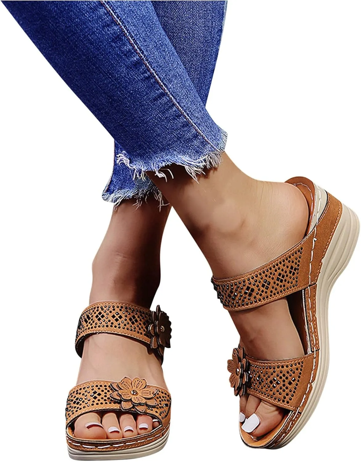 2024 Womens Wedge Sandals Dressy: Comfortable Orthopedic Sandals Summer Chunky Heels Fashion Walking Platform