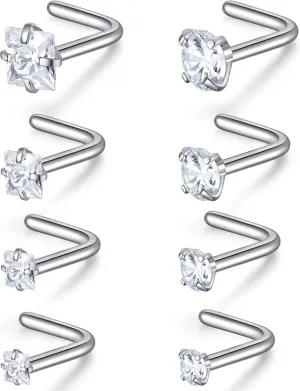 20G Nose Rings Studs Stainless Steel Nose Studs for Women Nose Piercing Jewelry