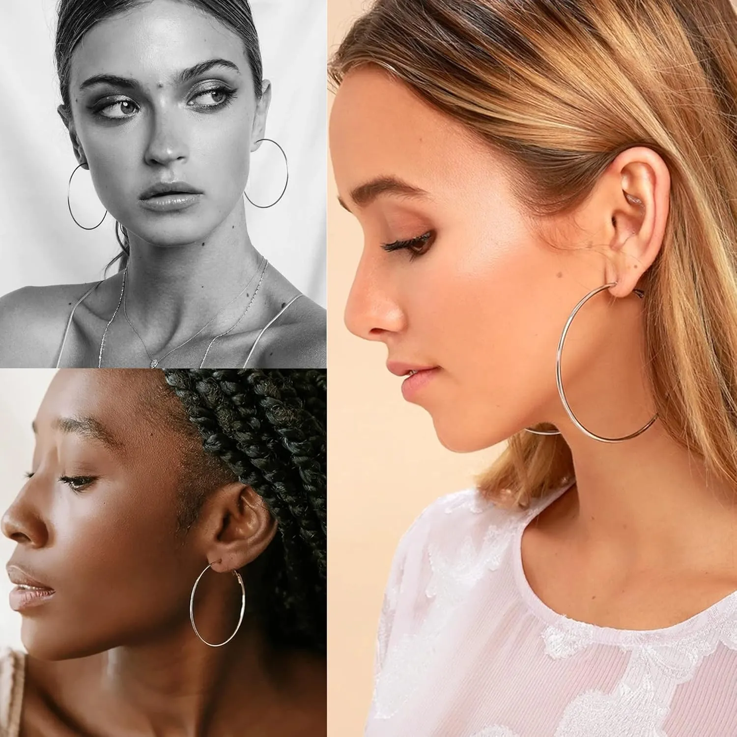 2mm Sterling Silver Big Hoop Earrings For Women - Large Hypoallergenic Circle Endless Thin Oversize Silver Hoops
