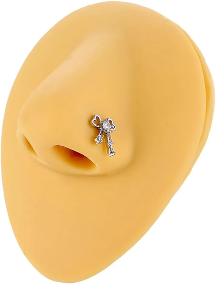 2Pcs 20G L-Shaped Bowknot Nose Rings Studs for Women Surgical Steel CZ Bow Nose Studs Rings Nose Nostril Piercing Jewelry