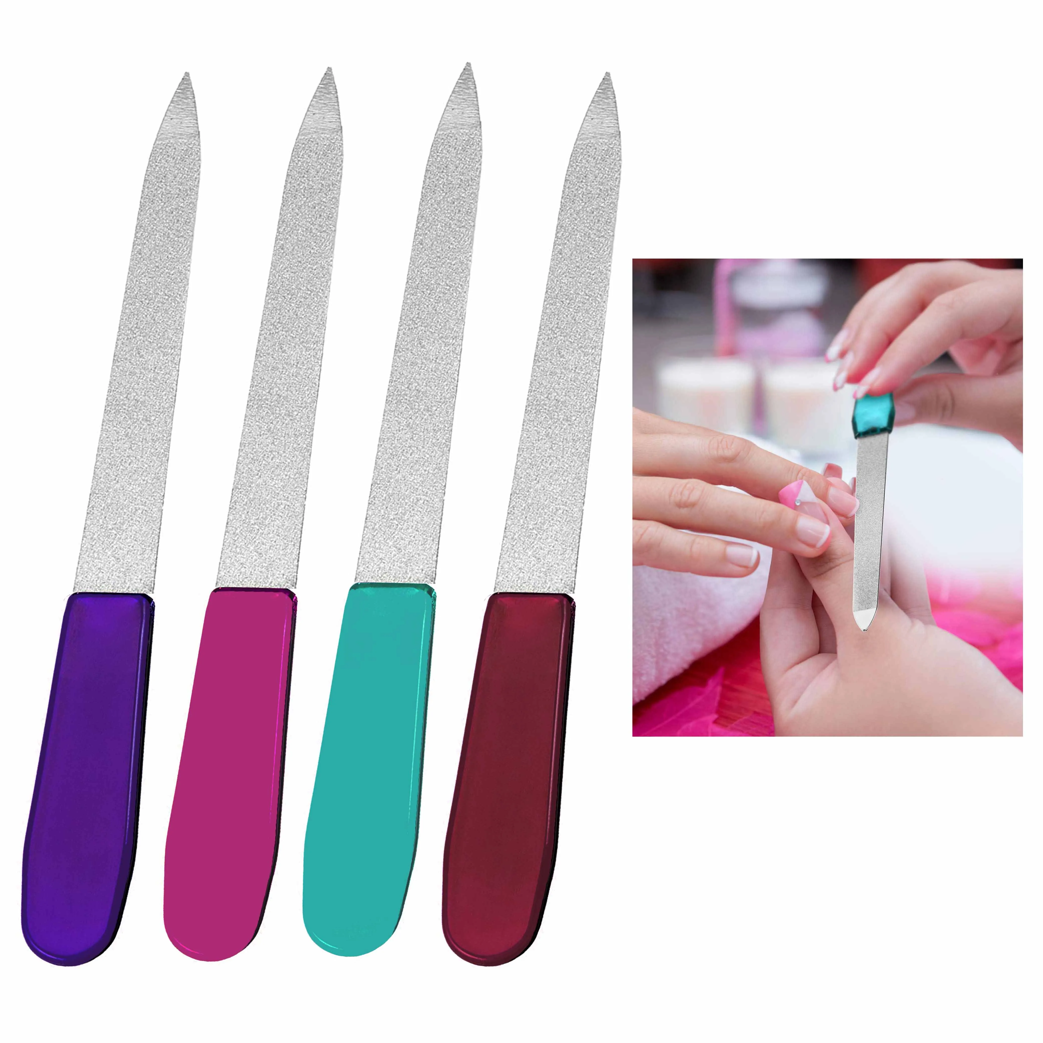 3 Pc Heavy Duty Sapphire Nail Files Double Sided Manicure Emery Boards Diamond