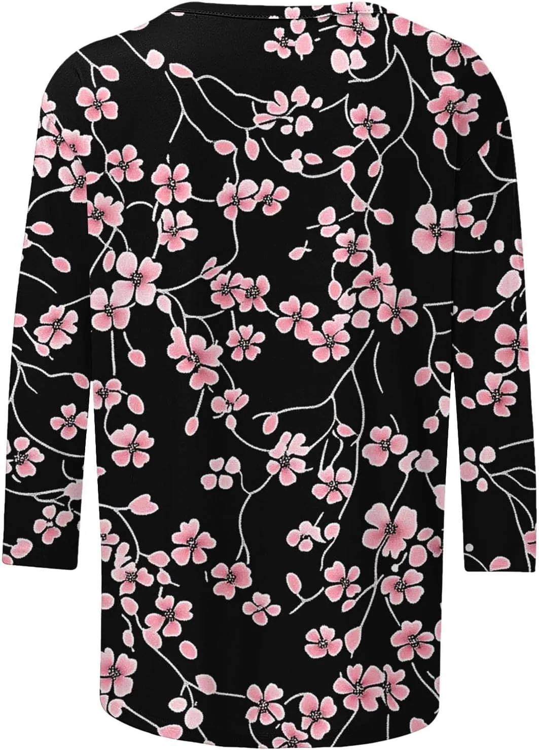 3/4 Length Sleeve Floral Printed Shirts Women's Casual 3/4 Sleeve T-Shirts 2025 Round Neck Tunic Tops Cute Basic Tees