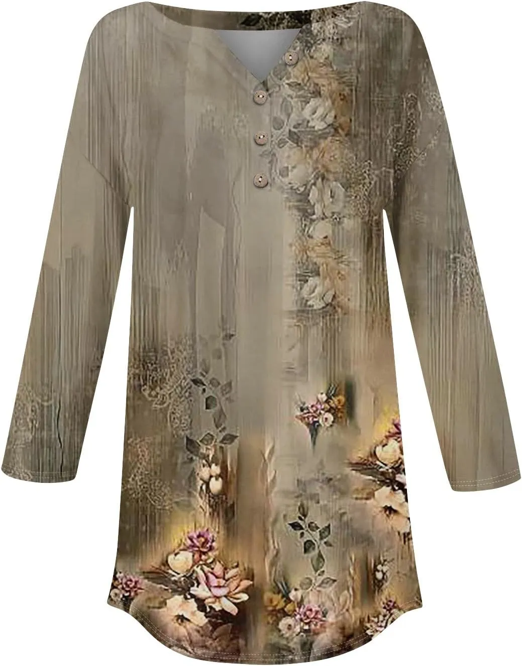 3/4 Length Sleeve Womens Tops 2025 Spring Summer Henley Neck Trendy Shirts Loose Fit Dressy Casual Blouses