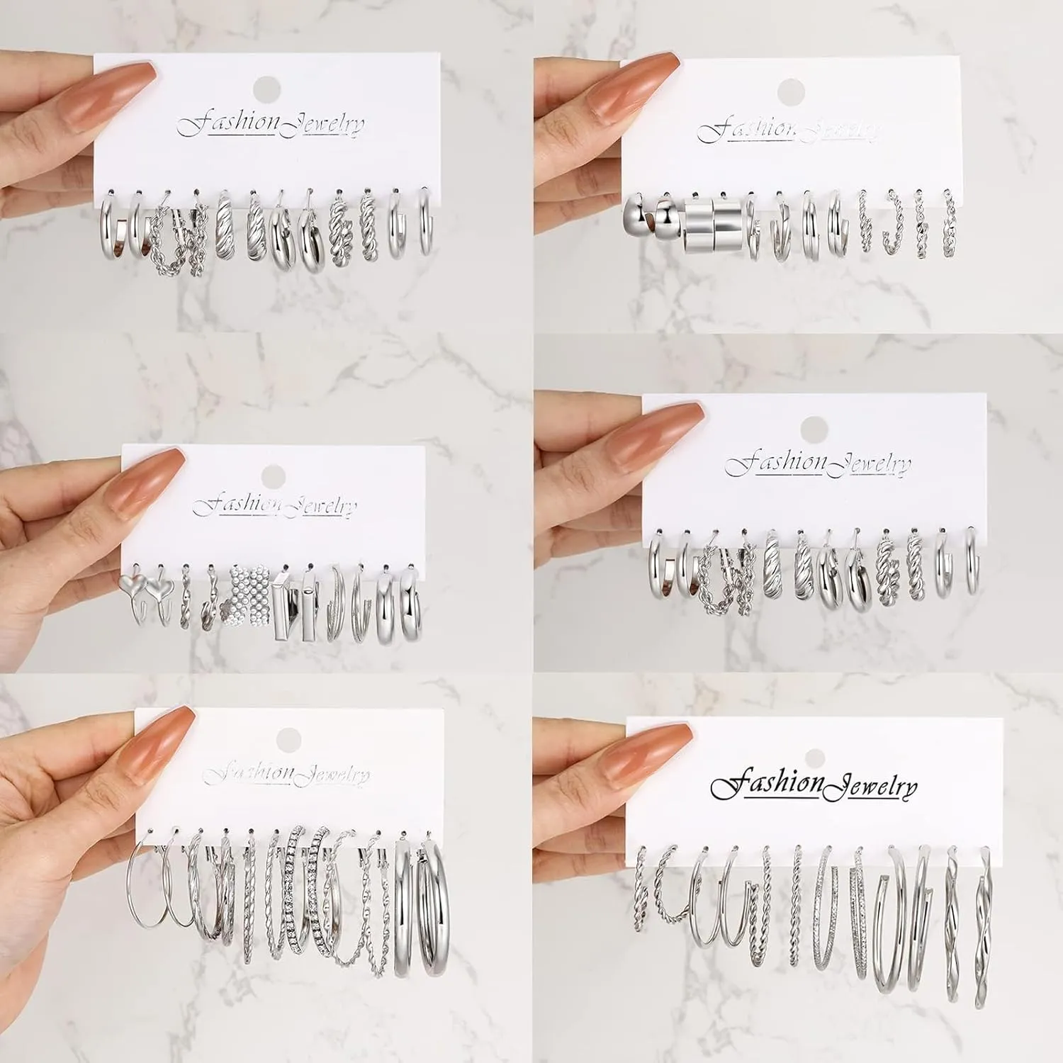 36 Pairs Gold Hoop Earrings Set for Women Multipack, Hypoallergenic Chunky Chain Twisted Hoop Earrings Pack, Fashion Dangle Earrings Jewelry for Gift