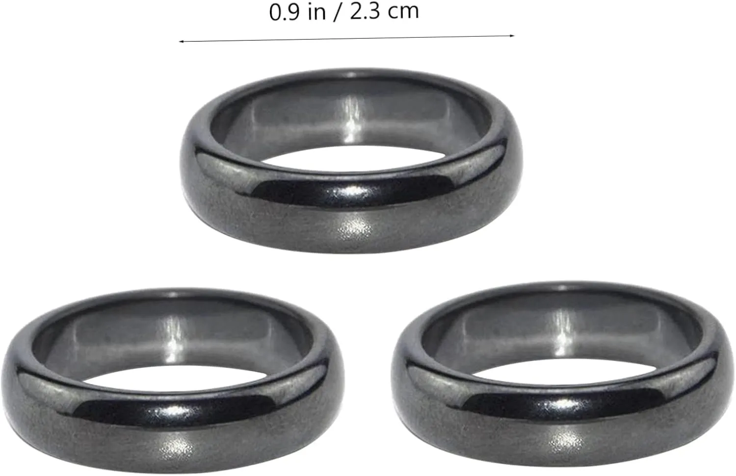 3Pcs Magnetic Hematite Finger Rings Curved Surface Design for Relief Durable Stylish Treatment Rings for Everyday Wear