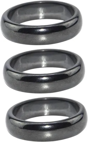 3Pcs Magnetic Hematite Finger Rings Curved Surface Design for Relief Durable Stylish Treatment Rings for Everyday Wear
