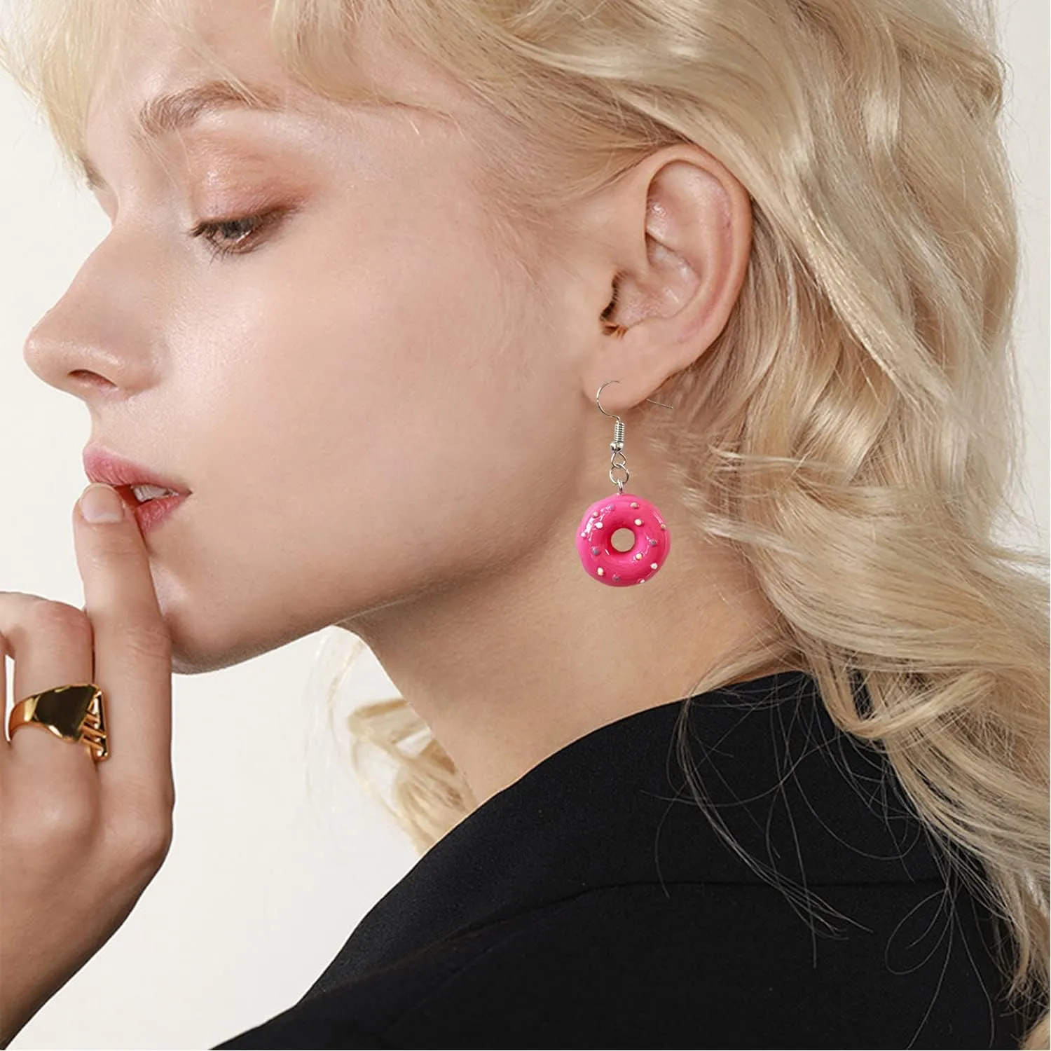 4 Pairs Resin Food Sweet Donut Dangle Earrings Set For Women Men Statement Jewellery