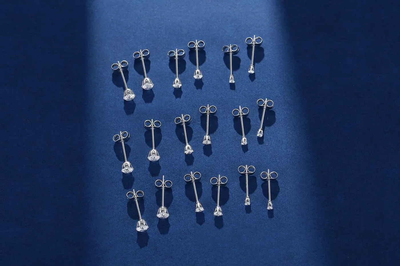 6-10 Pairs Tiny Women's Stainless Steel Round Clear Cubic Zirconia Stud Earrings, Hypoallergenic Surgical Steel Earrings Set, 2mm 3mm 4mm CZ,