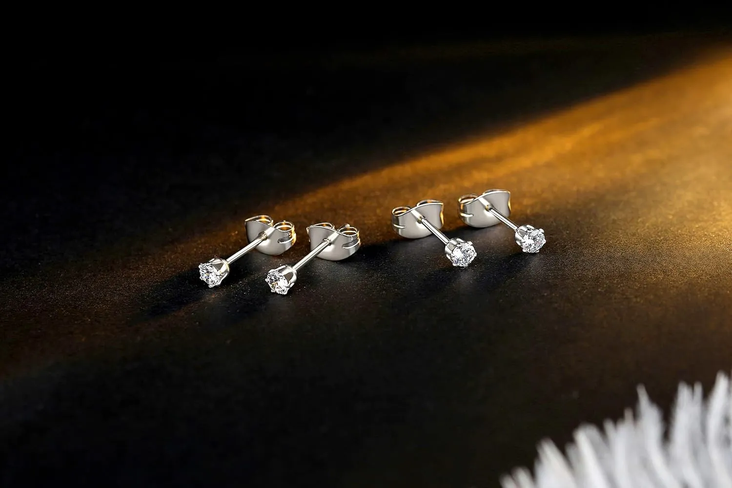 6-10 Pairs Tiny Women's Stainless Steel Round Clear Cubic Zirconia Stud Earrings, Hypoallergenic Surgical Steel Earrings Set, 2mm 3mm 4mm CZ,