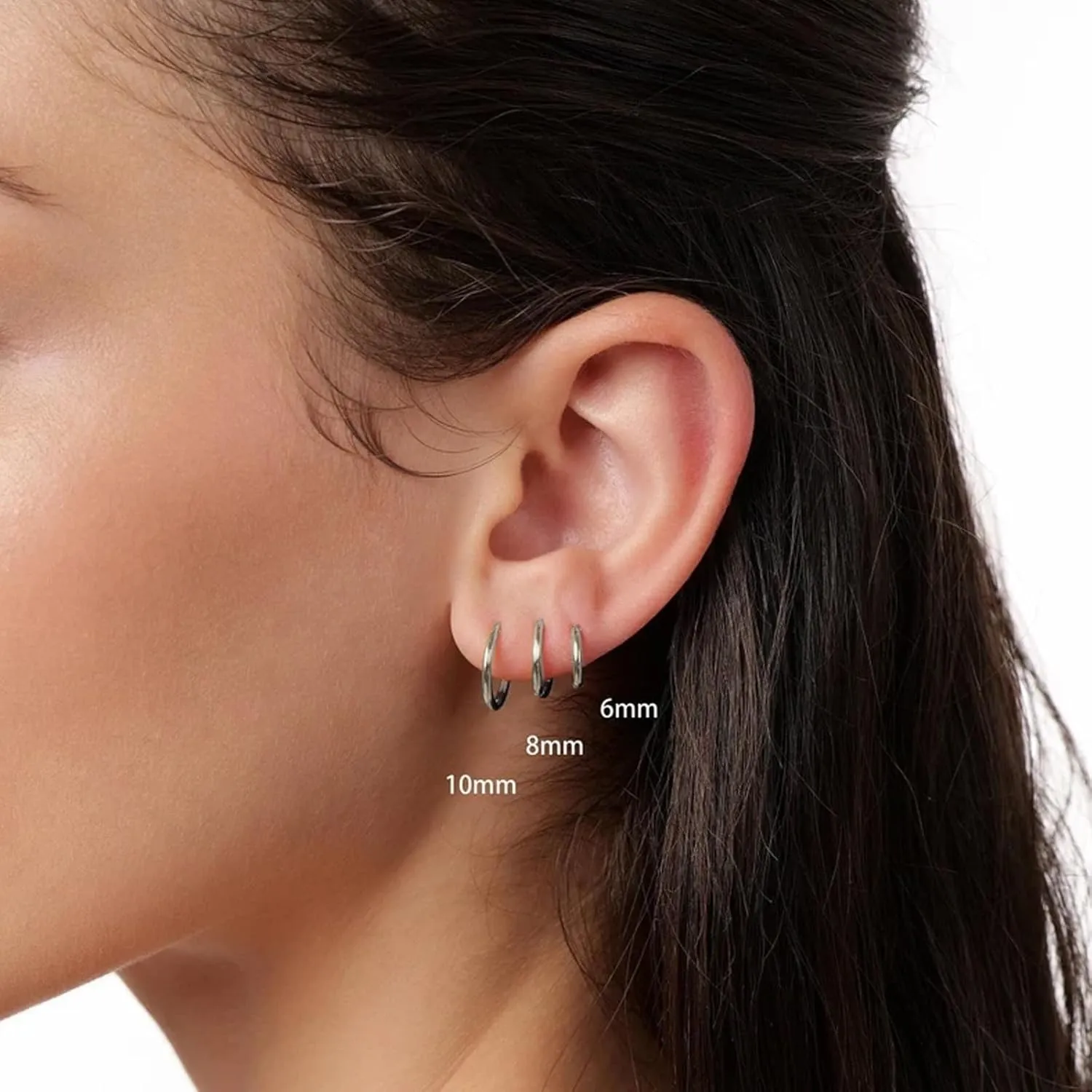 6 Pairs Women Earring Sets for Multiple Piercing,14K Gold Plated Dainty Small Hoop Huggie Earrings, Lightweight Cartilage Earrings,Silver Tiny Stud Earrings CZ Flat Back Earrings for Helix Hypoallergenic