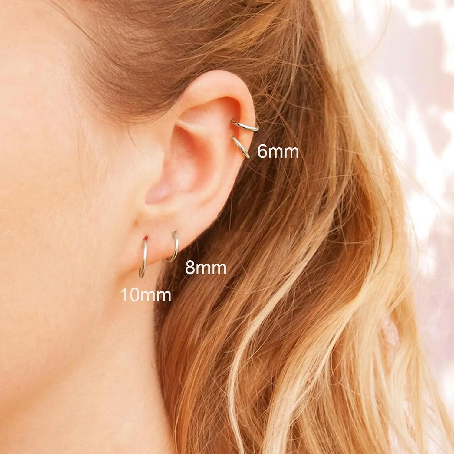 6 Pairs Women Earring Sets for Multiple Piercing,14K Gold Plated Dainty Small Hoop Huggie Earrings, Lightweight Cartilage Earrings,Silver Tiny Stud Earrings CZ Flat Back Earrings for Helix Hypoallergenic