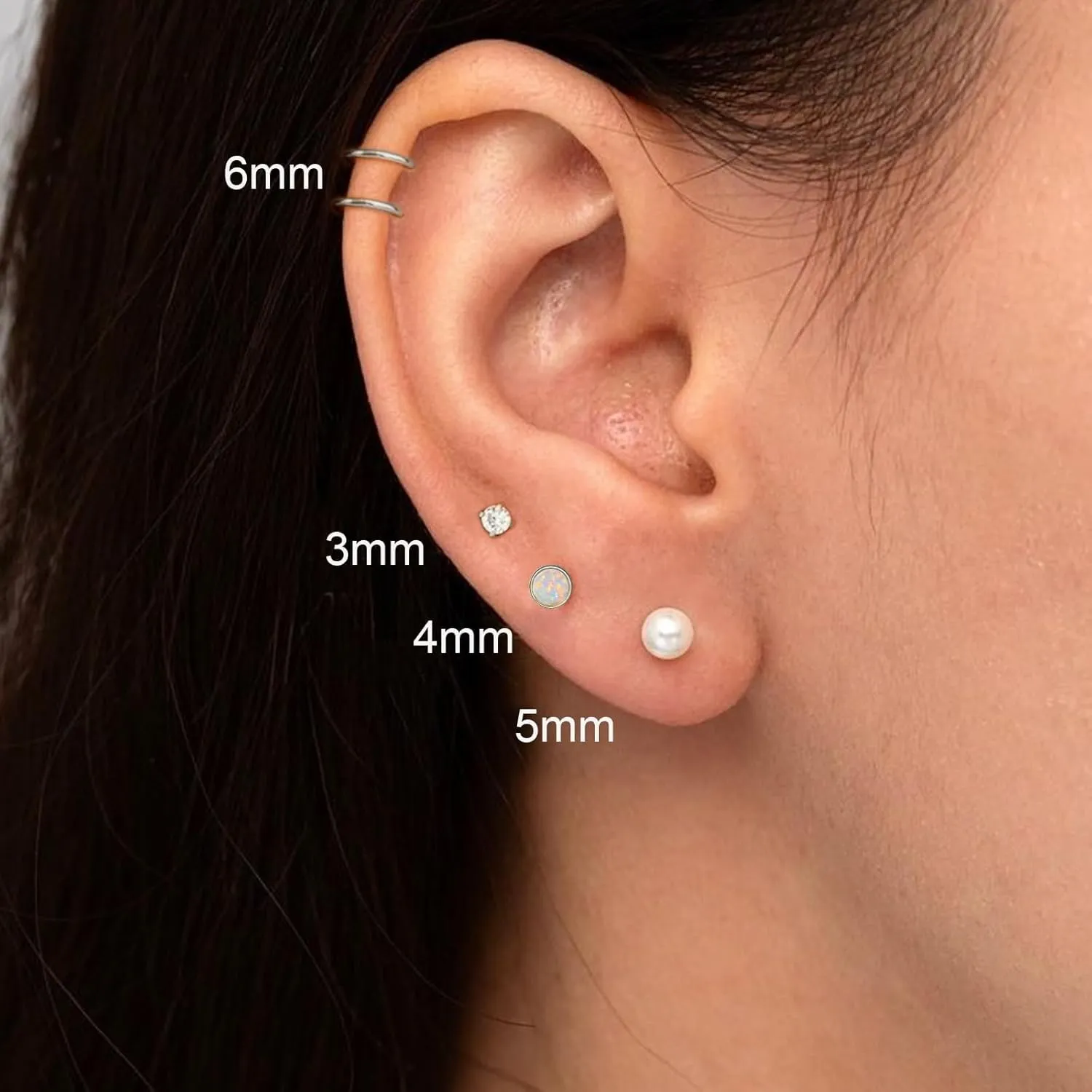 6 Pairs Women Earring Sets for Multiple Piercing,14K Gold Plated Dainty Small Hoop Huggie Earrings, Lightweight Cartilage Earrings,Silver Tiny Stud Earrings CZ Flat Back Earrings for Helix Hypoallergenic
