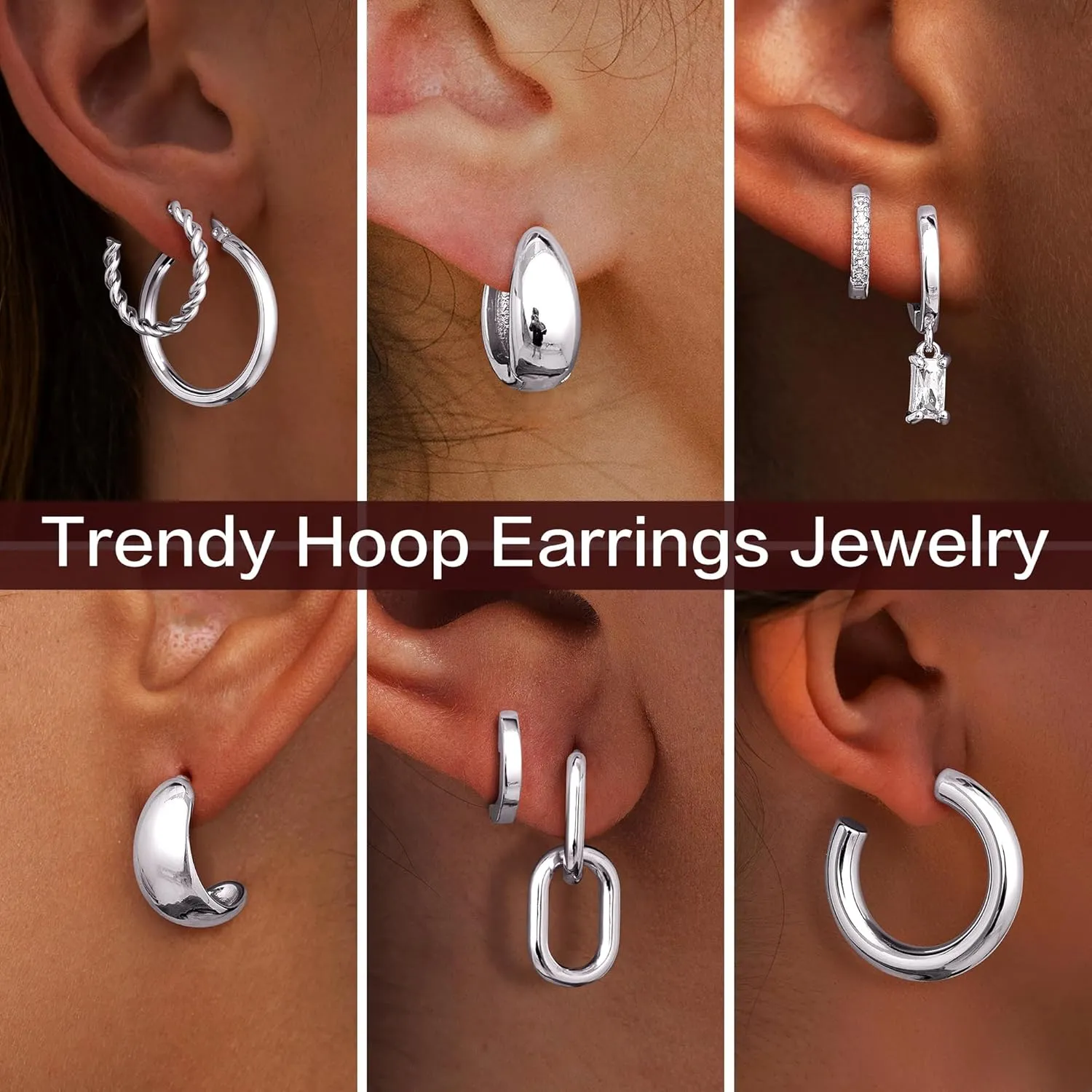 9 Pairs Chunky Gold Hoop Earrings Set for Women Trendy Sterling Silver Dangle Studs Dainty Cute Small Huggie Hoops 14K Plated Hypoallergenic Cartilage Earings Womens Prom Fashion Jewelry Gift