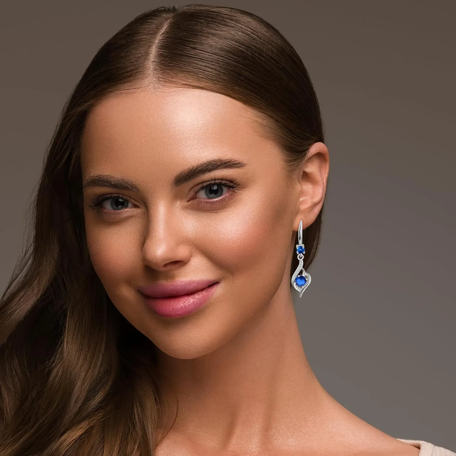 925 Sterling Silver Heart Dangle Earrings with Cubic Zirconia & Birthstone - Women's Fashion Jewelry, Hypoallergenic Drop Design