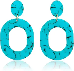 Acrylic Earrings For Women Statement Geometric Earrings Resin Acetate Drop Dangle Earrings Mottled Hoop Earrings Fashion Jewelry