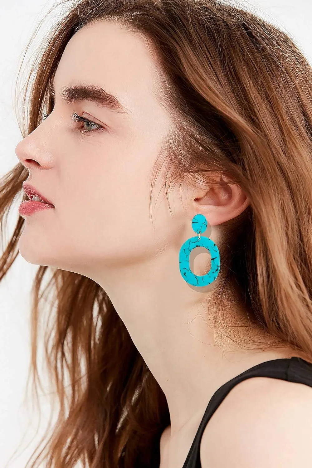 Acrylic Earrings For Women Statement Geometric Earrings Resin Acetate Drop Dangle Earrings Mottled Hoop Earrings Fashion Jewelry