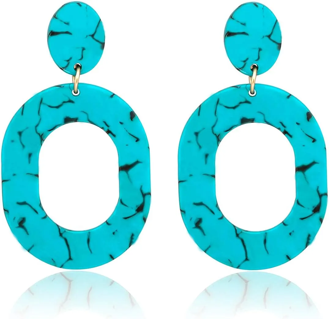 Acrylic Earrings For Women Statement Geometric Earrings Resin Acetate Drop Dangle Earrings Mottled Hoop Earrings Fashion Jewelry