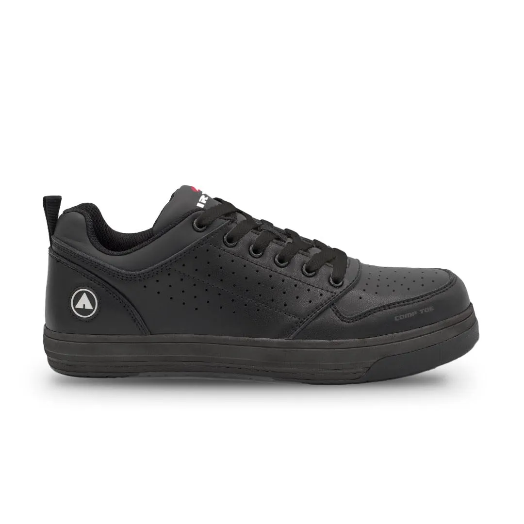 Airwalk Arena Low Top Composite Toe Mens Industrial Work Shoes, Black/Black, Size 7.5, Wide, Comfortable & Light Work Shoes for Men, Electric Hazard, Slip Resistant