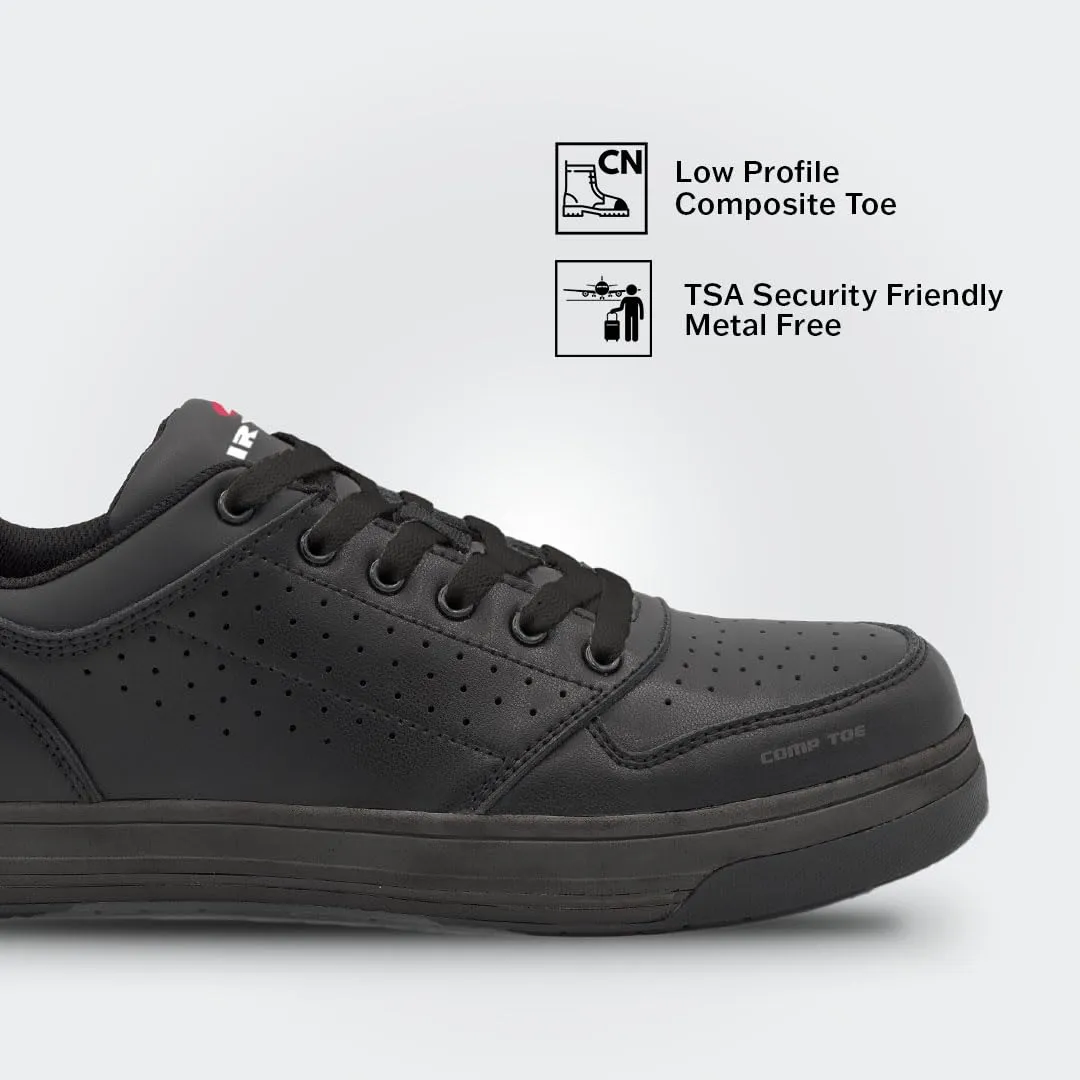 Airwalk Arena Low Top Composite Toe Mens Industrial Work Shoes, Black/Black, Size 7.5, Wide, Comfortable & Light Work Shoes for Men, Electric Hazard, Slip Resistant