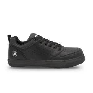 Airwalk Arena Low Top Composite Toe Mens Industrial Work Shoes, Black/Black, Size 7.5, Wide, Comfortable & Light Work Shoes for Men, Electric Hazard, Slip Resistant