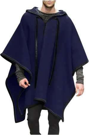 Alpaca Poncho for Mens Pancho Mexican Hooded Cowboy and Western Ponchos Adult Blanket Vintage Hoodie Pullover Coat