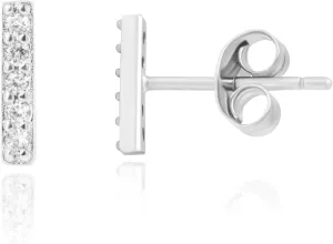 Altitude Boutique Cubic Zirconia Gold Bar Stud Earrings for Women | 18K Gold or Silver Plated Cz Bar Studs | Hypoallergenic Delicate Small Bar Earrings