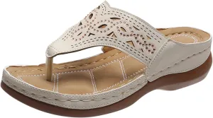 AMDBEL Orthopedic Flip Flops Sandals for Women 2024, Comfortable Dressy Summer Sandals with Arch Support Womens Casual Walking Wedges Platform Orthopedic Thong Sandals Anti-Slip Beach Boho Slippers