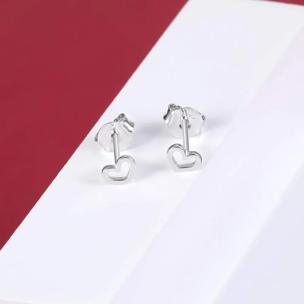 AoedeJ Minimalist Heart Stud Earrings Sterling Silver Earrings Small Heart Earrings