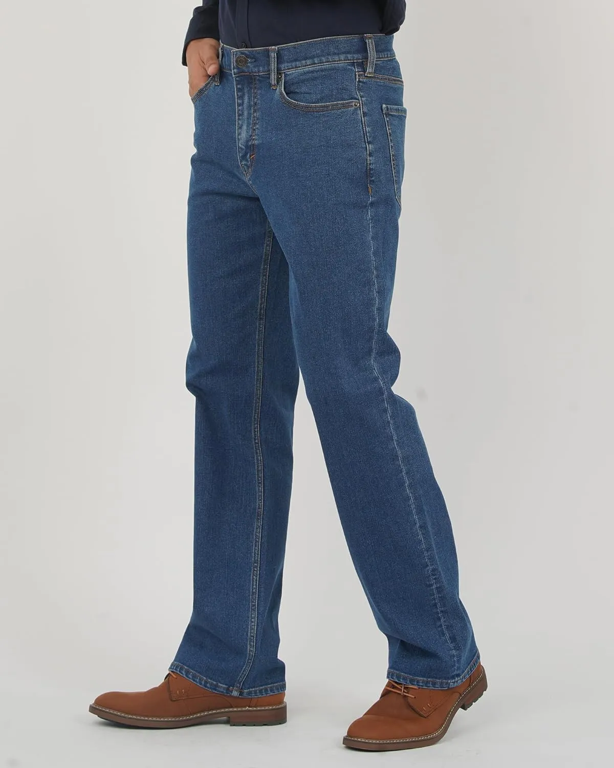 APUOR Men's Relaxed Fit Stretch Jeans Flex Waist Straight Jeans Athletic Fit Denim Pants