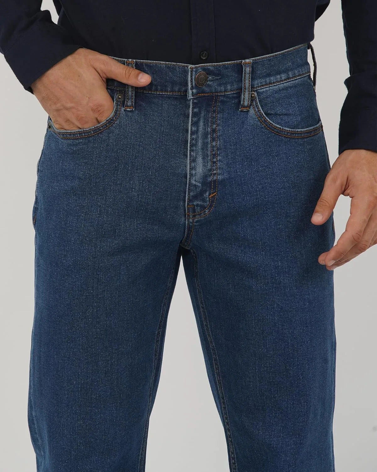 APUOR Men's Relaxed Fit Stretch Jeans Flex Waist Straight Jeans Athletic Fit Denim Pants