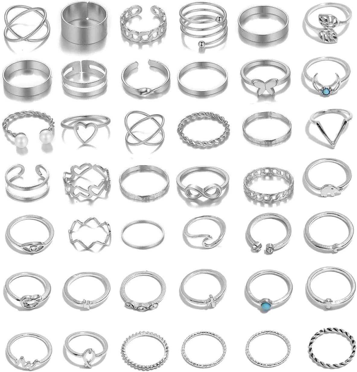 Atiptu Gold Knuckle Stacking Rings for Women Stackable Joint Finger Statement Rings Set Boho Vintage Midi Rings Y2k Moon Star Snake Butterfly Pearl Top Finger Rings Halloween Snake Jewelry