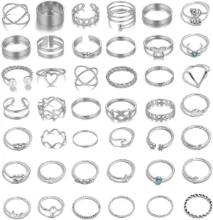 Atiptu Gold Knuckle Stacking Rings for Women Stackable Joint Finger Statement Rings Set Boho Vintage Midi Rings Y2k Moon Star Snake Butterfly Pearl Top Finger Rings Halloween Snake Jewelry